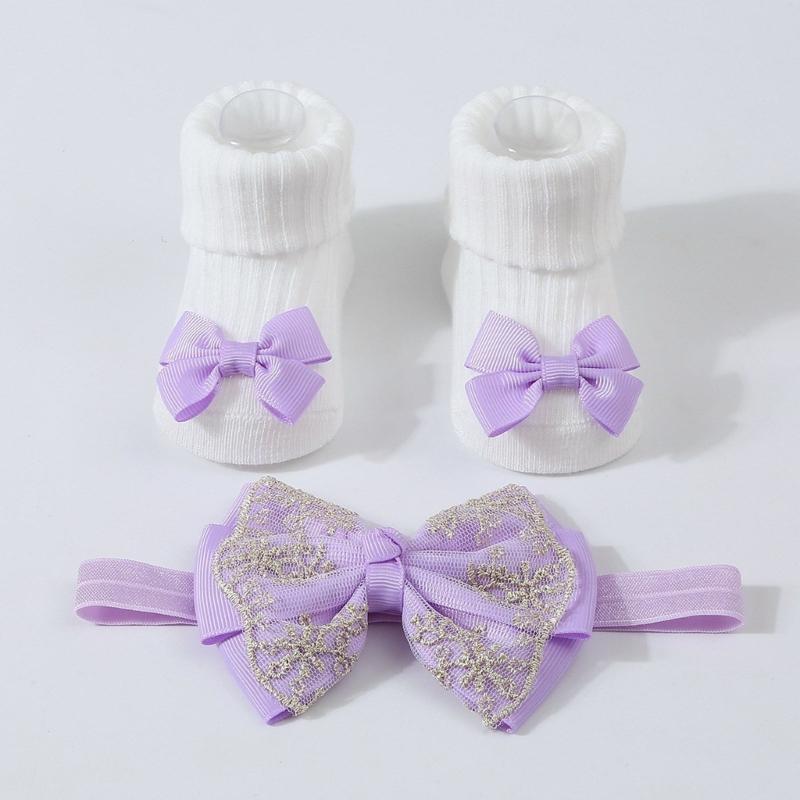 Baby Strick Socken Kopfbedeckung Prinzessinnen Stil Baby Mädchen Stirnband Socken Modische Haaraccessoires für Säuglinge & Babys