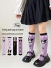 Children's Kuromi Cotton Knee-High Socks: Cartoon Calf Socks for Girls, Korean Style, Spring/Autumn, Mid-Calf.