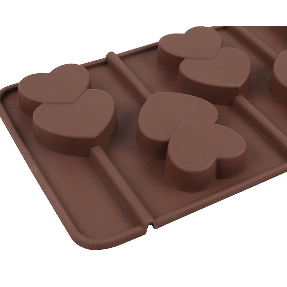 Two Hearts Lollipop Shape Silicone Chocolate Mold Tray for DIY Baking Decorating Candy Making Party Bar Kitchen Use Dishwasher