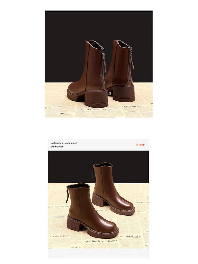 2025 Posezónní výprodej: Dámské kotníkové boty s tlustou podrážkou v retro britském stylu, z měkké kůže, ideální na podzim a jaro