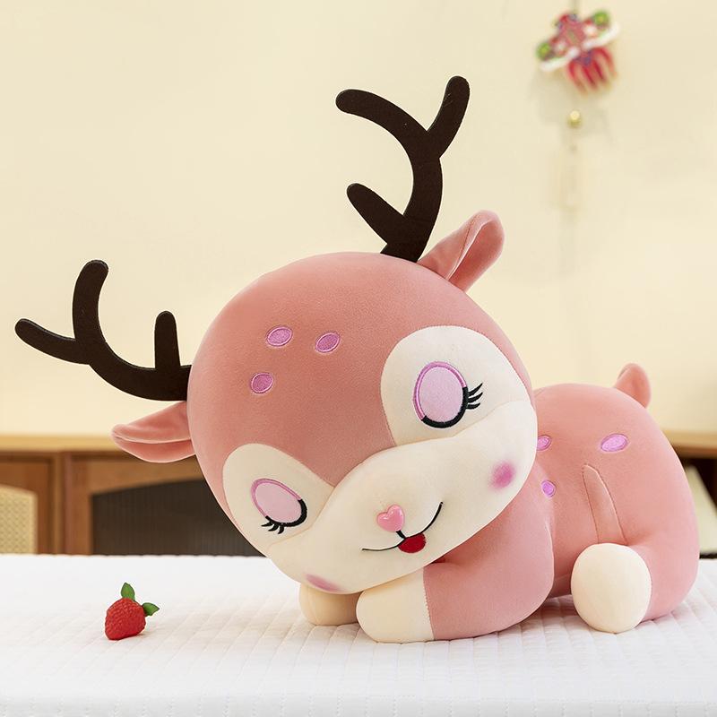 Cute Sleeping Deer Doll Children Comforting Elk Rag Doll Pillow Cute Sika Deer Plush Doll