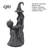 Mystical Witch Statue Halloween Statue, Gothic Figurine with Pumpkin And Book, Matte Black Home Porch Decor Sculpture, Mantel Shelf Desk Decor,