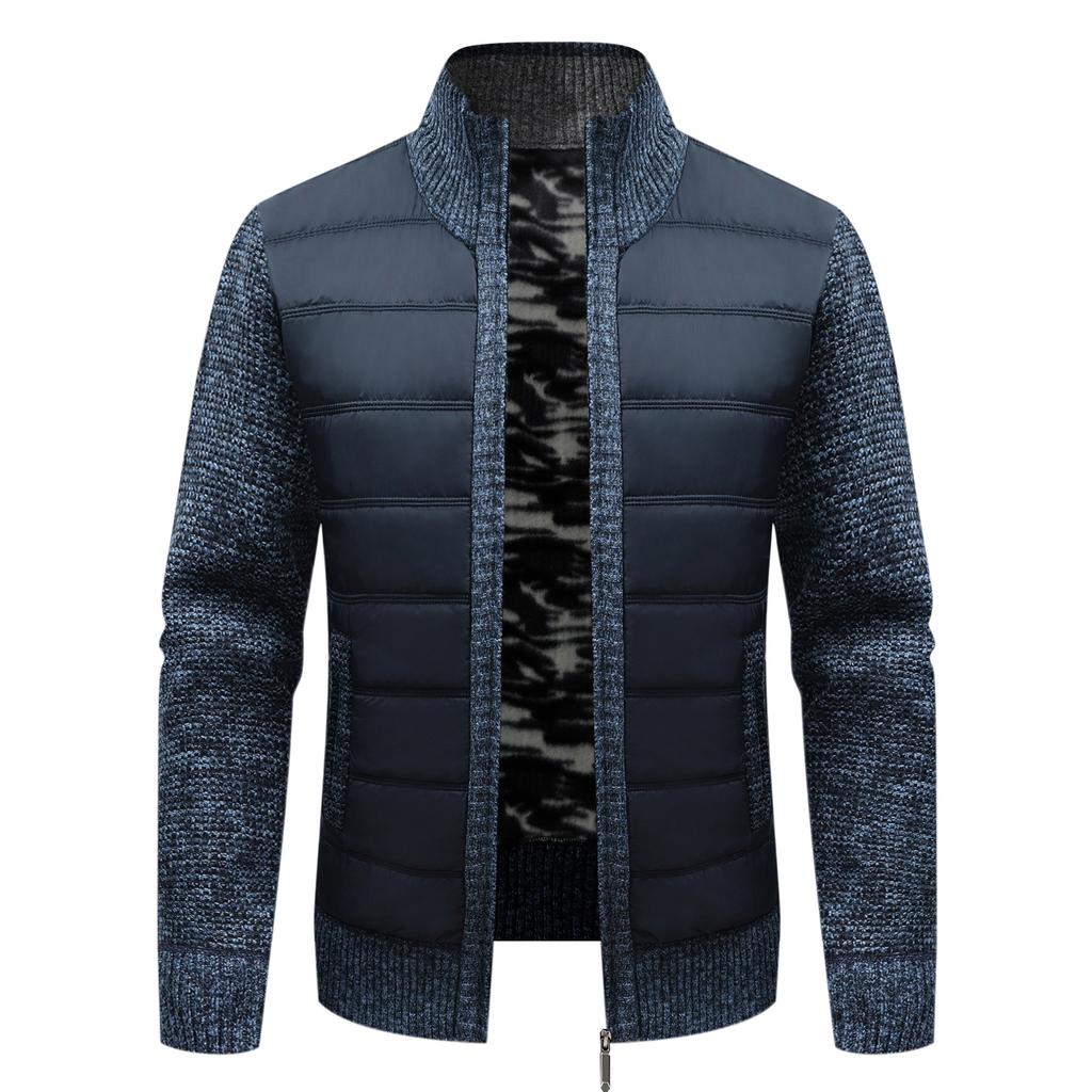 Men's Knitwear Is Worn Over A Fleece Thickened Cardigan Sweater Jacket