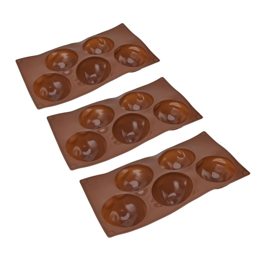 3 Stück Backform Lebensmittelqualität Runde Form 5 Löcher Silikonformen für Pralinen Kekse Gebäck