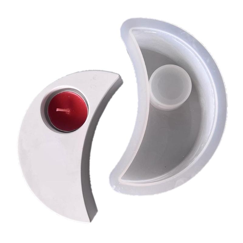 Moon Shape Candle Holder Silicone Molds Epoxy Resin Molds Moon Tealight Holder Molds Candlestick Molds Plasters Moulds 1