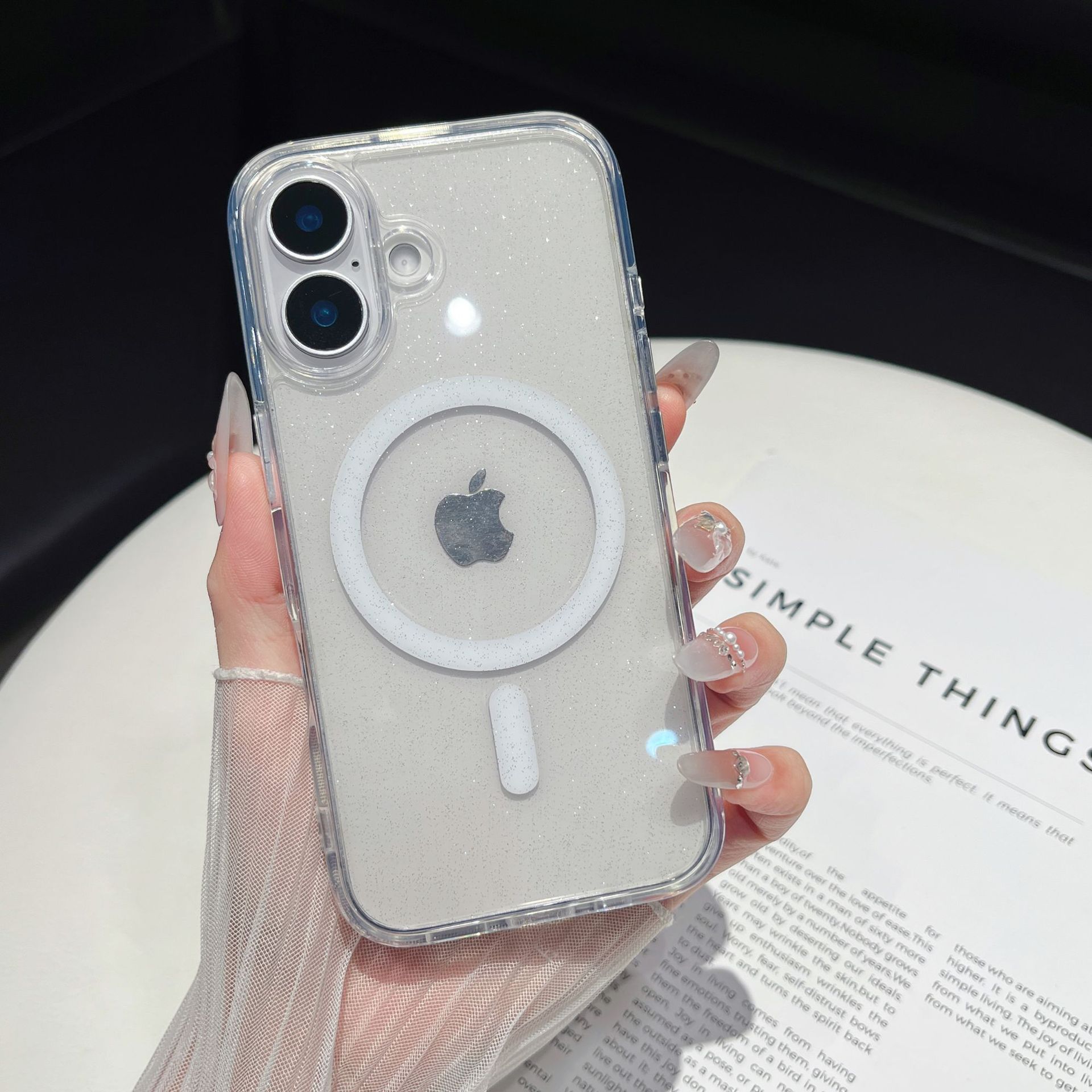 

Starry Glitter Powder Magnetic Suction for IPhone 16 Mobile Phone Case Transparent Apple 15 ProMax Full Inclusive Anti Fall Protection Case iPhone16