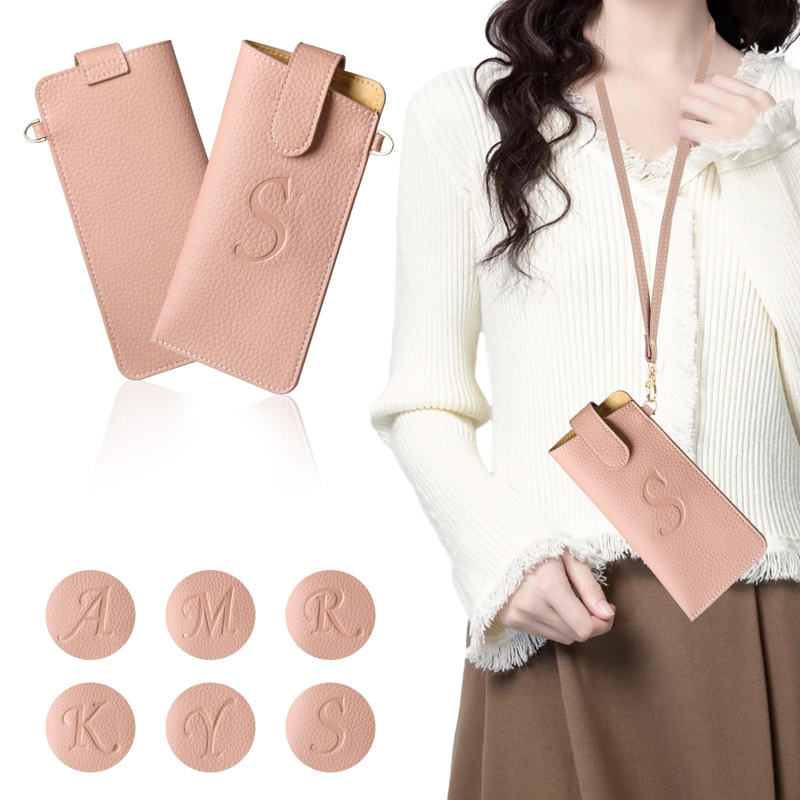 

Мягкий чехол для очков YooFa с магнитной застежкой, стильным тиснением инициалов, тонкий и милый, из синтетической кожи, для хранения, портативный чехол для солнцезащитных очков с ручкой, компактный и