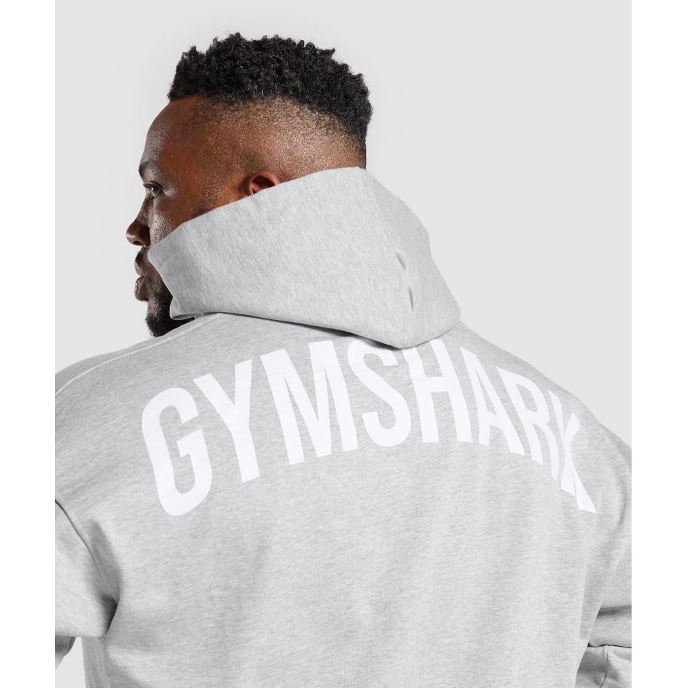 Gymshark Hanorac cu fermoar Power, gri deschis, Core Melange, A1c1o Gbcn