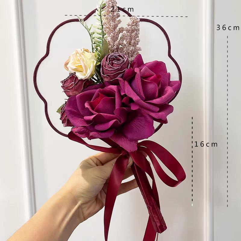 Bridal Folding Fan & Bouquet: Perfect for Registration, Engagement, Morning Robe, Chinese Wedding Dress, and Photos.