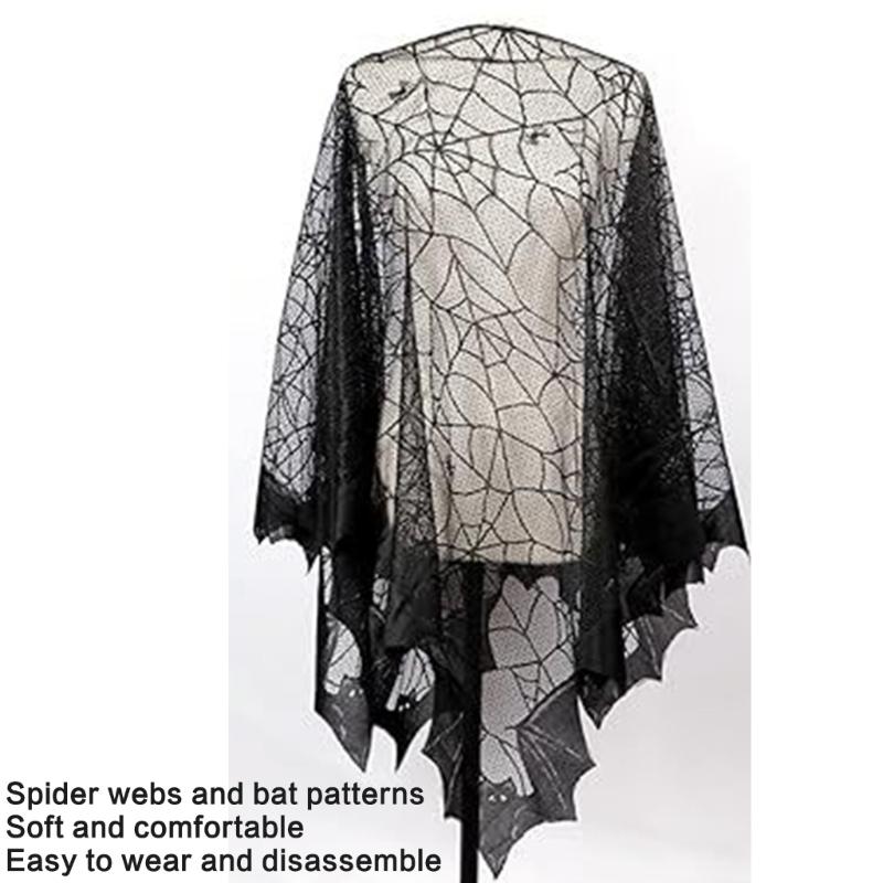 Women Shawl Spiders Webs Poncho Shawl for Halloween Cosplay Costume