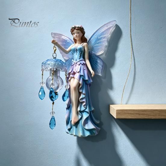 Boho Country Style Home Decorations Fairy Wall Lamp, Resin Sconce with Warm LED Glow for Bedroom Unique Crafts Living Room Room, Vintage Rustic