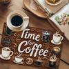 Coffee-Themed Placemats Suitable for Home & Cafes - Machine Washable Table with Espresso, Latte, Cappuccino Cup Designs & Italian Coffee Patterns for