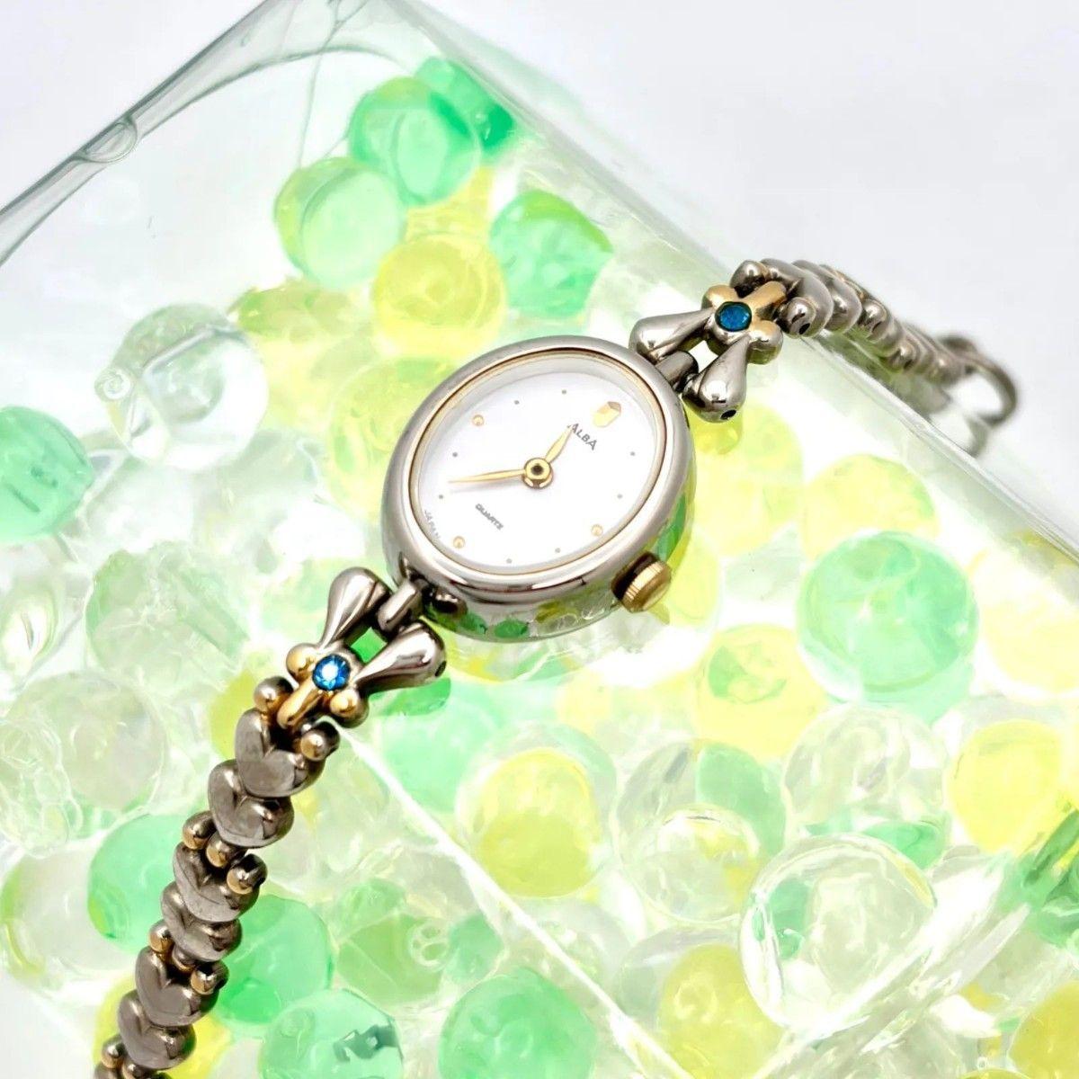 [New battery] SEIKO ALBA 2P color stone ladies watch V810-5020 935218