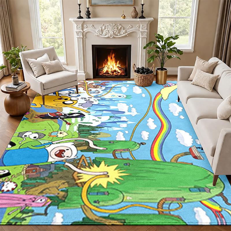 Adventure Time Carpet Door Mat for Living Room or Bedroom Protective Mat Under Chair Office Decoration Christmas Gift Birthday Present