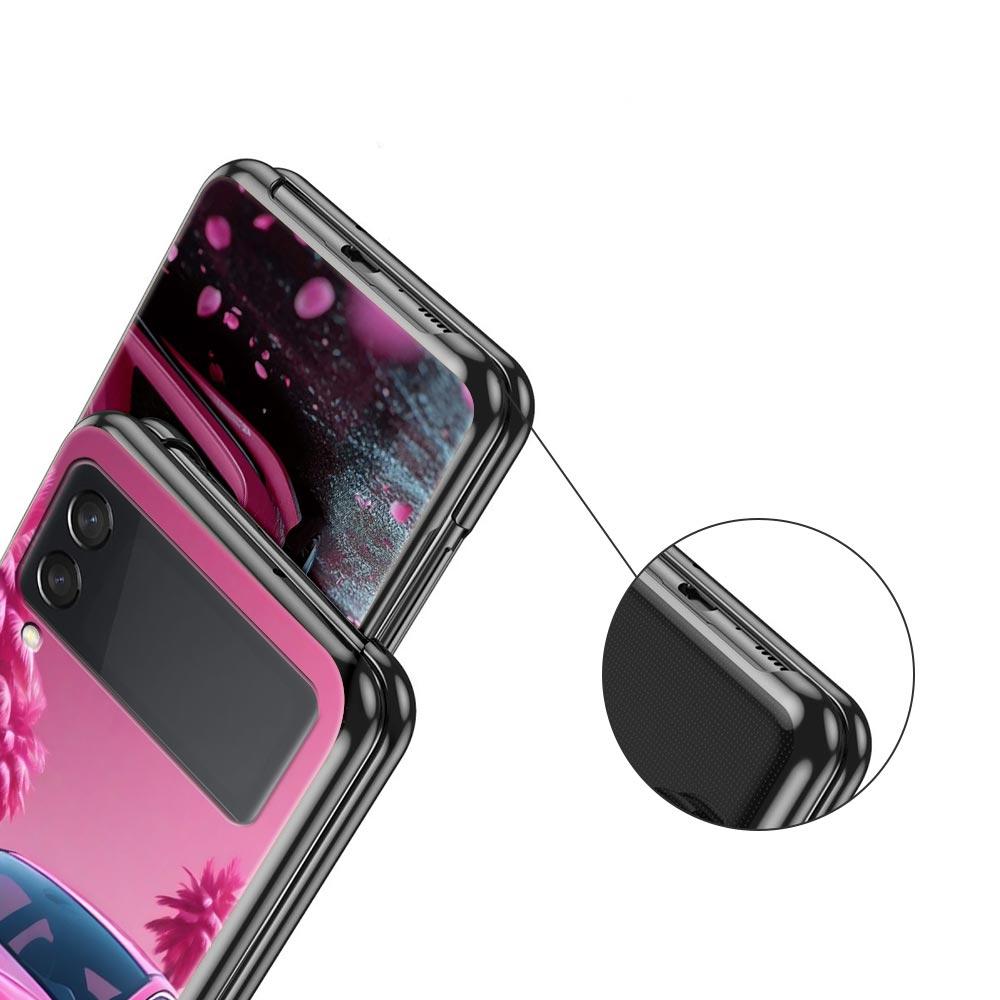 Fashion Pink Car Pattern Hard PC Phone Case For Samsung Galaxy Z Flip 7 6 5 4 Black Cover For Galaxy Z Flip 3 Foldable Shell Bag