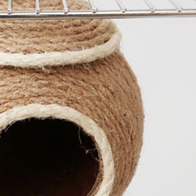 Woven Bird Nest Bite Resistant Decorative Hemp Coconut Shell Handcrafted Parrot House for Budgies