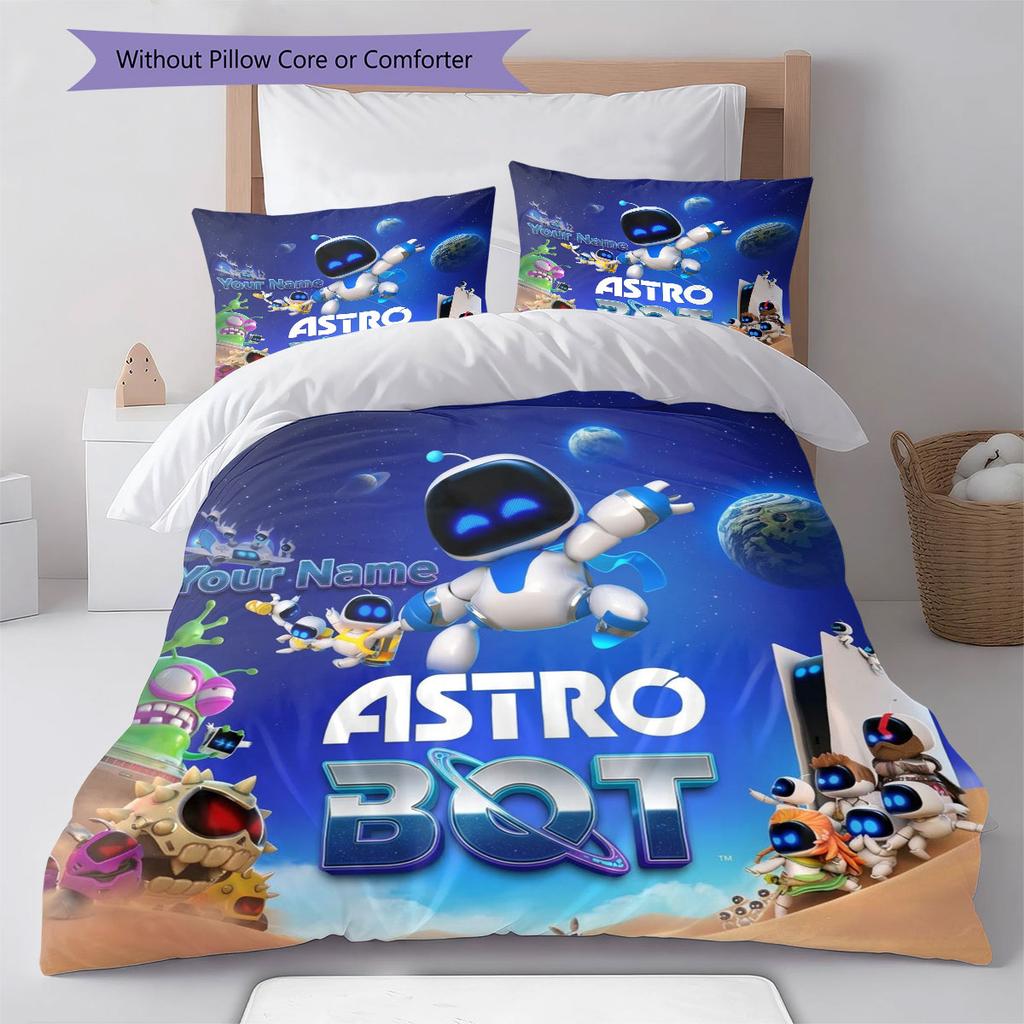 ASTRO BOT Custom Name Pattern Bedding,Quilt Set Quilt Cover Pillowcase Home Birthday Gift(1 * Duvet Cover + 2 * Pillowcase, Without Core)