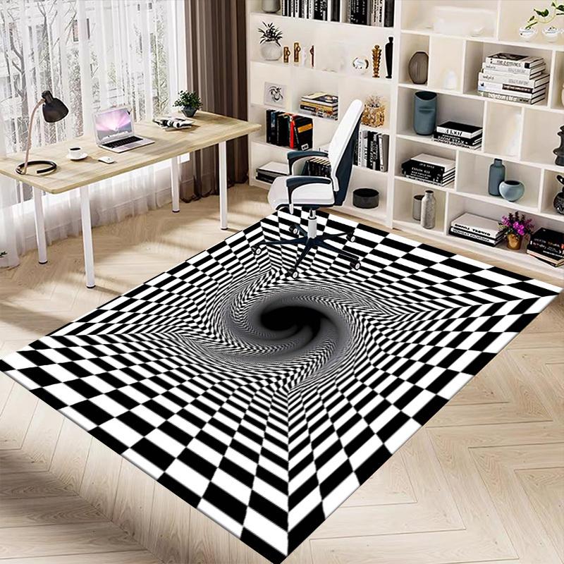 1PC Checkerboard Tunnel Extra Large Non Slip Floor carpet, Office, family, bedroom, Studio Large Area Rug Indoor Rugs, Vibrant Colors