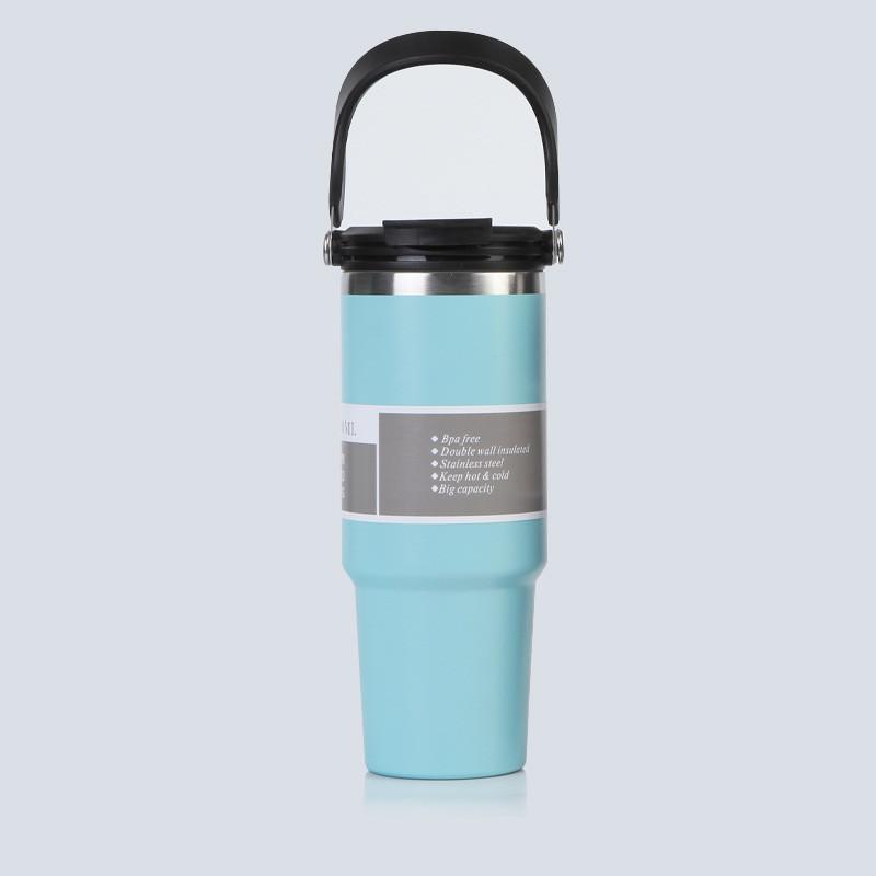Stilvoller Moderner Vakuumisolierter Auto-Becher mit Strohhalm und Griff 30oz 20oz