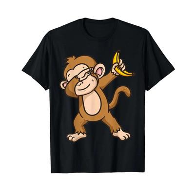 Monkey Dabbing Funny T Shirt Vintage Comfortable Slightly Stretched Stylish Streetwear Top For Everyday Wear Homme