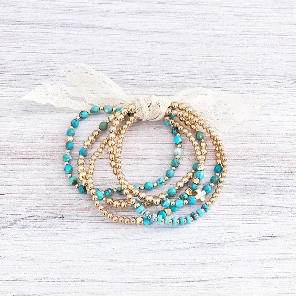 

Turquoise Beaded Multi-Layered Ethnic Bracelet - Women s Jewelry
