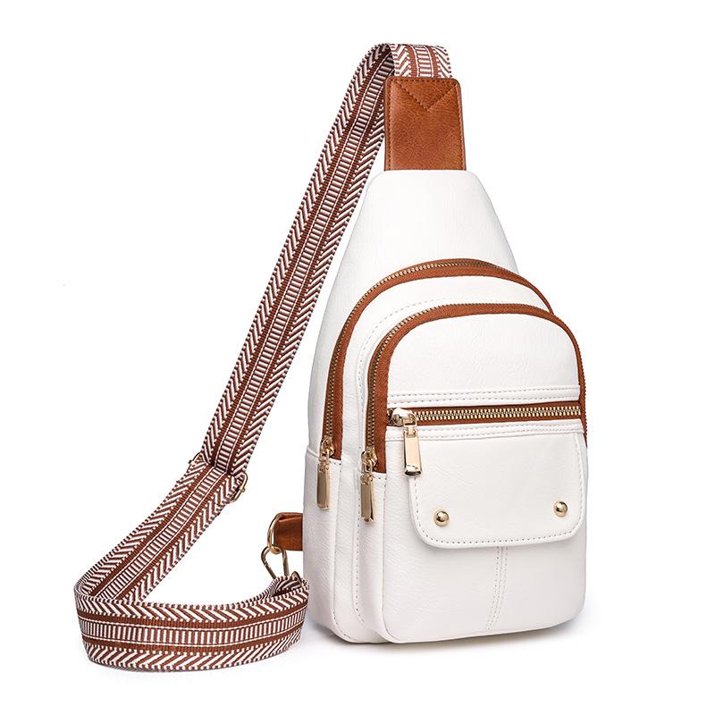 

Нагрудная сумка большой емкости, женская сумка через плечо, кожаная нагрудная сумка бежевый