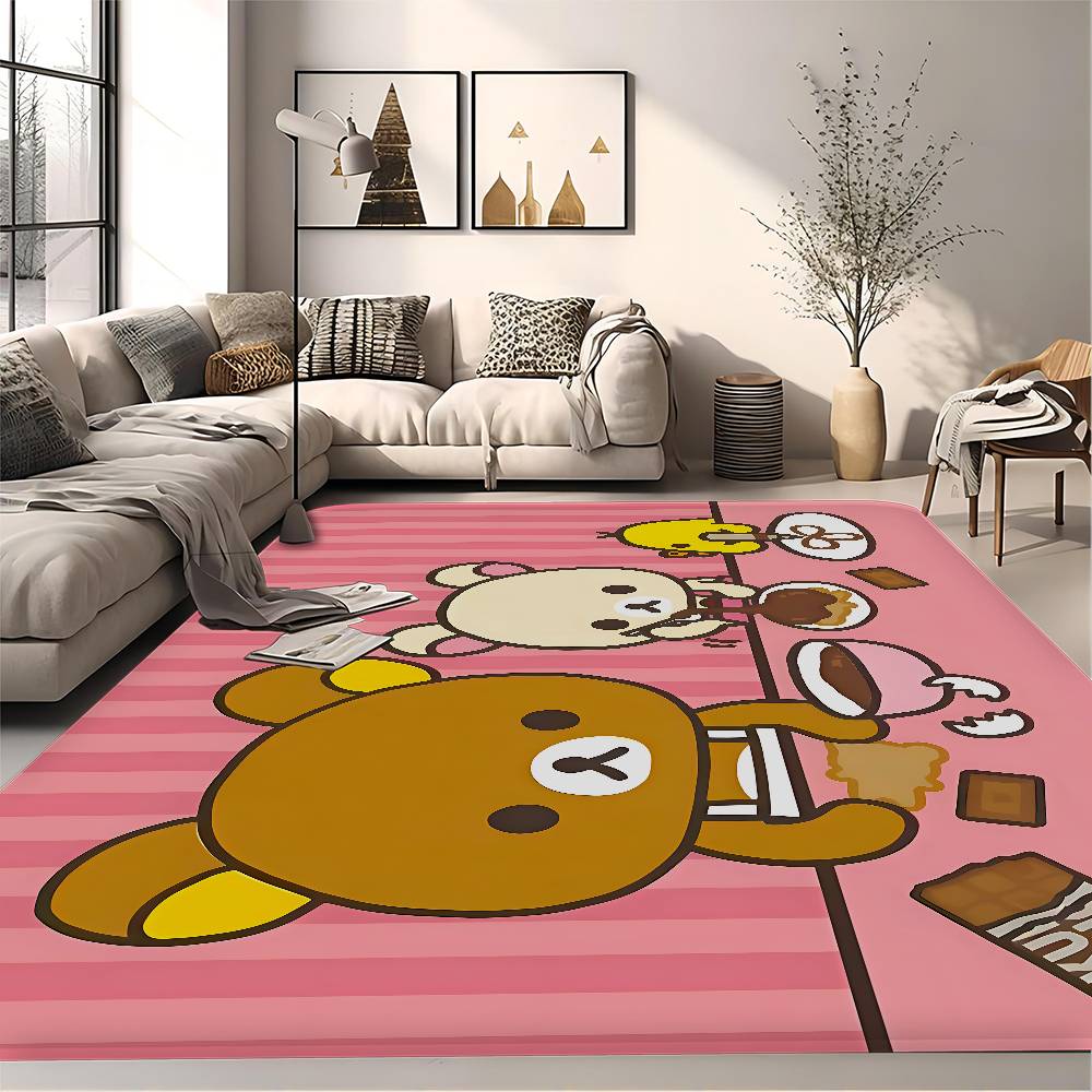 Kawaii Rilakkuma Bear Room Mats Washable Non-Slip Living Room Sofa Chairs Area Mat Kitchen Alfombra