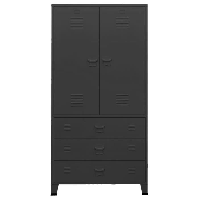 VidaXL Industrial Wardrobe Black 90x50x180 Cm Metal