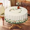 New Imitation Embroidery Pvc Round Tablecloth Ethnic Style Waterproof Oilproof Heatproof Washable Durable Decorative Tablecloth