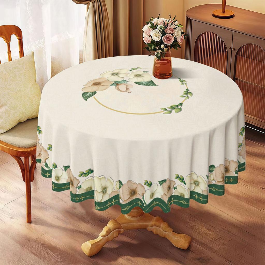 New Imitation Embroidery Pvc Round Tablecloth Ethnic Style Waterproof Oilproof Heatproof Washable Durable Decorative Tablecloth