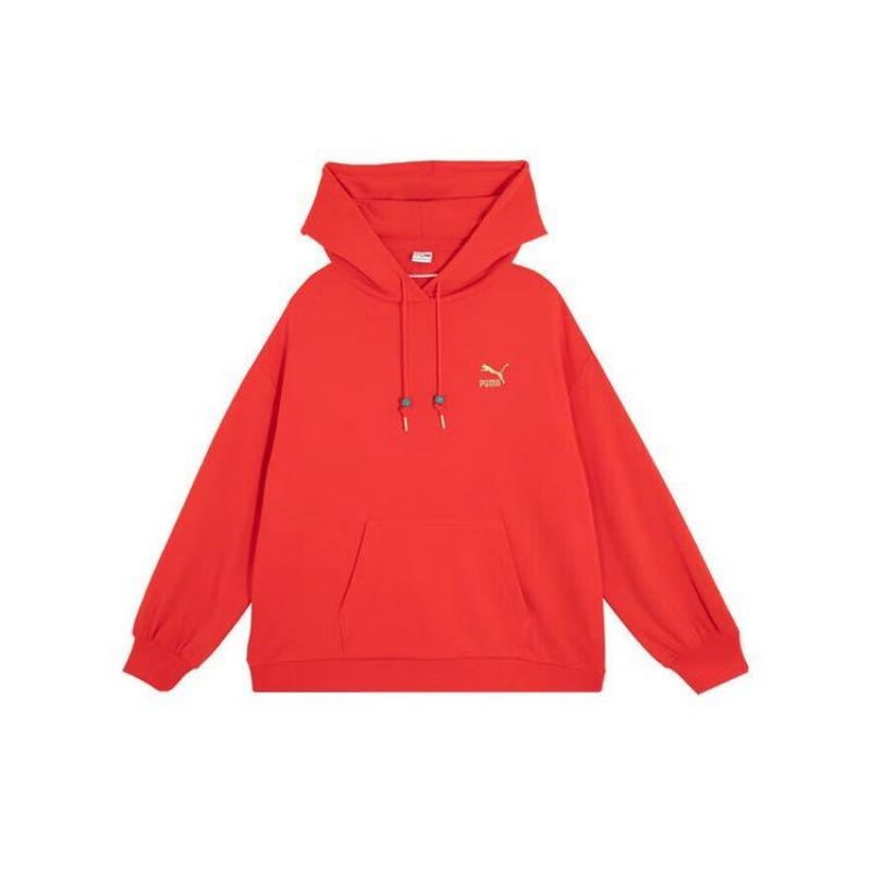 Puma Letter Logo Long Sleeve Casual Hoodie Women Hoodies Red 627269-11