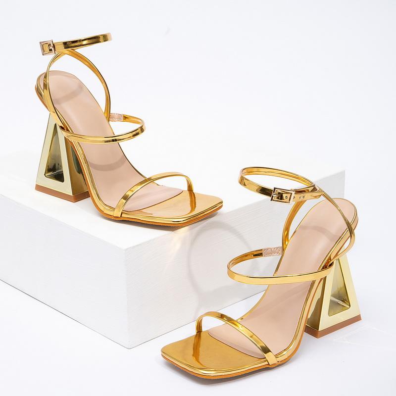 

Women Cross Buckle Strap High Heel Sandals Lady Sexy Strange Heel Roman Sandals for Office Nightclub Party Banquet Wedding 35-42 35 золотой