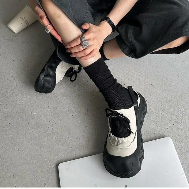 Women Fashion Casual Sneakers 35-40 Yards New Summer Round Head Thick Bottom Hollow Breathable Bread Shoes Baotou Half Slippers