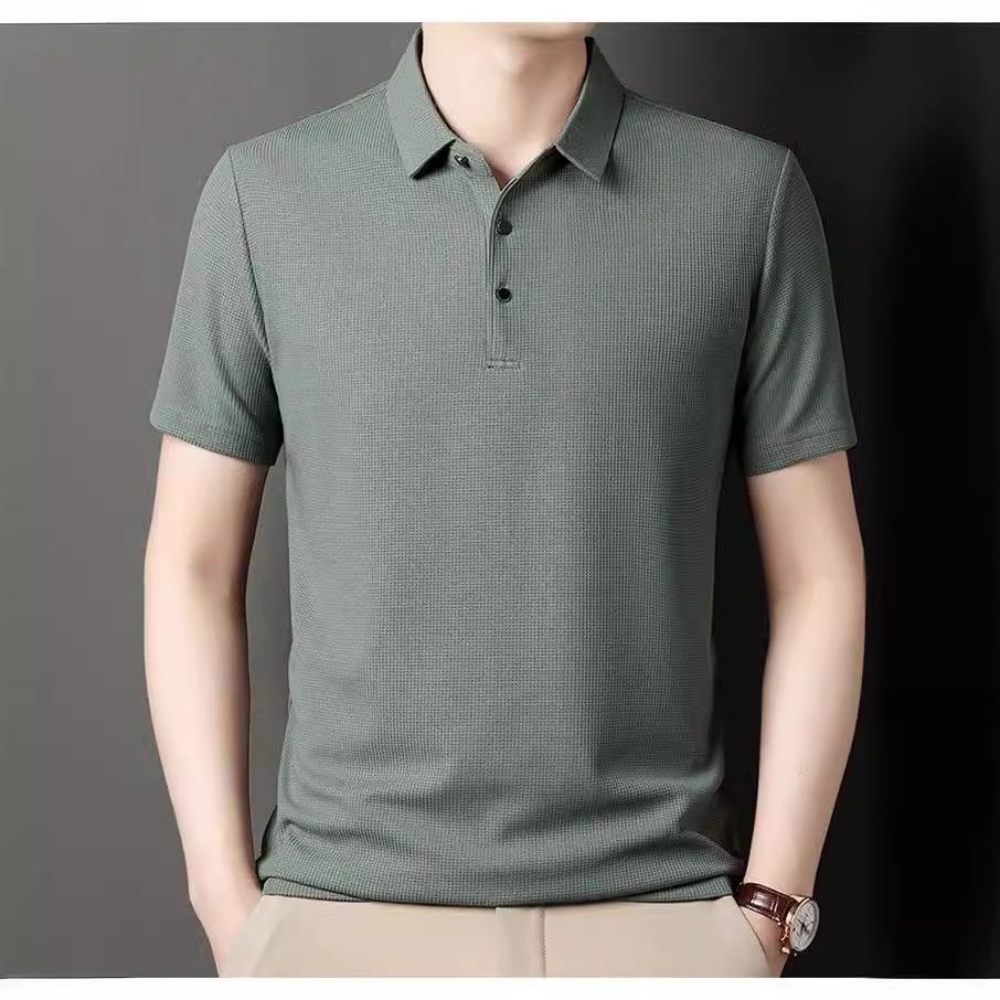 Men's Short-sleeved Lapel T-shirt Summer High-end Solid Color POLO Shirt Versatile Men's Top