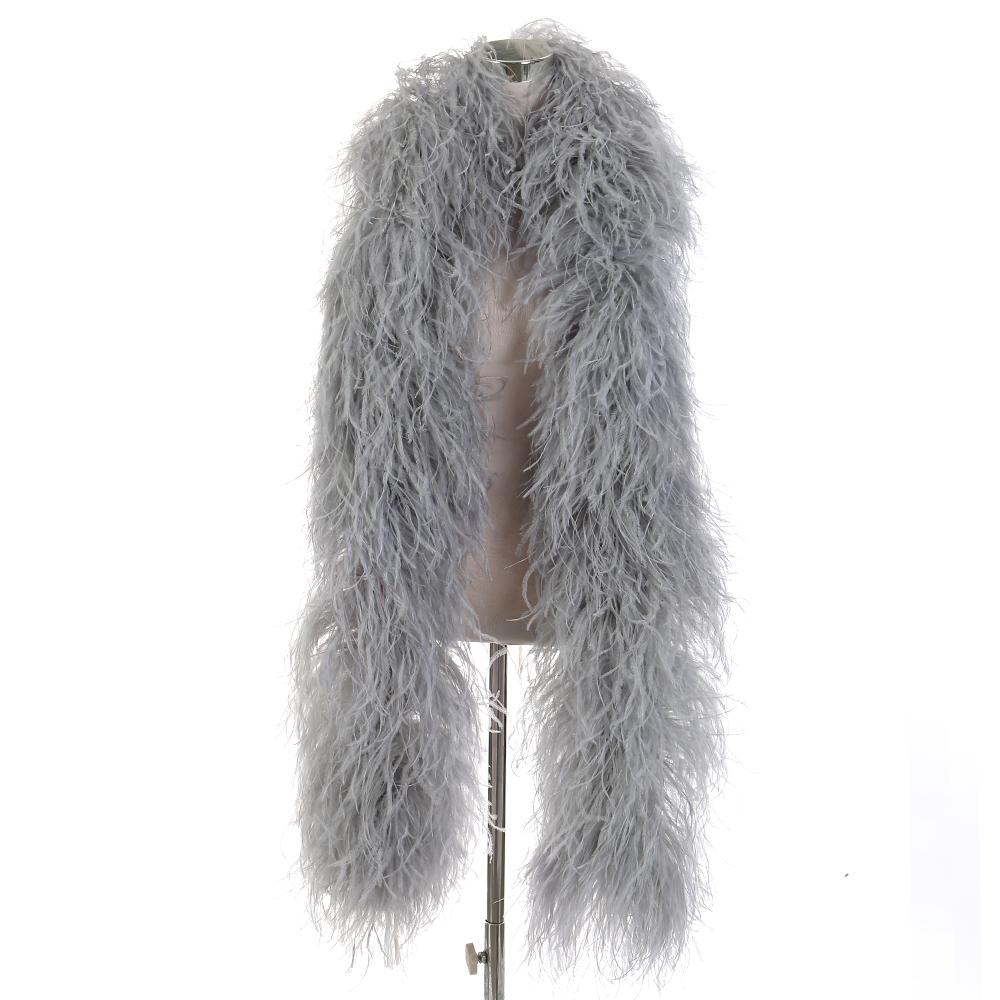 

Розкішне Натуральне Боа з Пір я Страуса Довжина 50 см Пухнаста Оздоба з Пір я Страуса Одяг для Вечірки Рукав Індивідуальний Костюм Плюмаж 6 Ply 0.5Meters світло-сірий колір