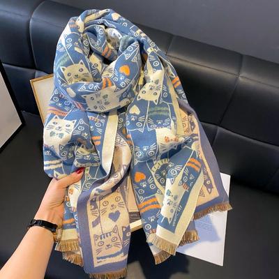 Sciarpa da Donna in Finto Cashmere Cartone Animato Stile Francese Pigro Nuova Sciarpa Invernale Scialle