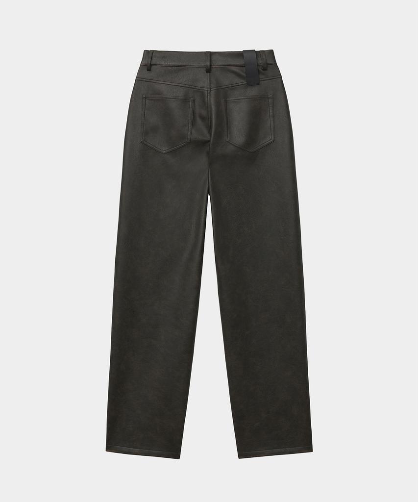 NOIRER Vintage Leather Straight Pants (Brown)
