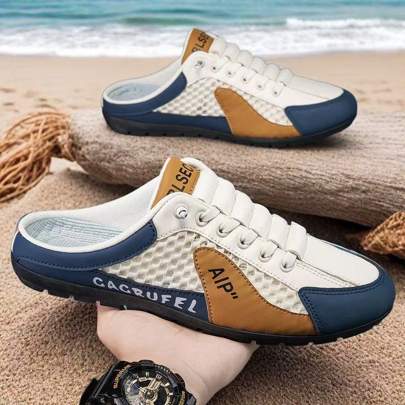 Half-drag Summer New Men's Shoes Soft-soled Sports and Leisure Forrest Gump Board Shoes Men Pedal Slippers Men