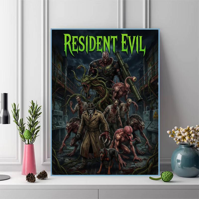 Resident Evil Monster & Survival Art Set Pattern 3pcs 100% Round Full Drill 5D DIY Diamond Painting Embroidery Cross Stitch Rhinestone Décor