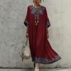 Robe Longue Maxi Style Européen d'Été pour Femmes Coupe Ample Mode Élégante Col Rond Imprimée