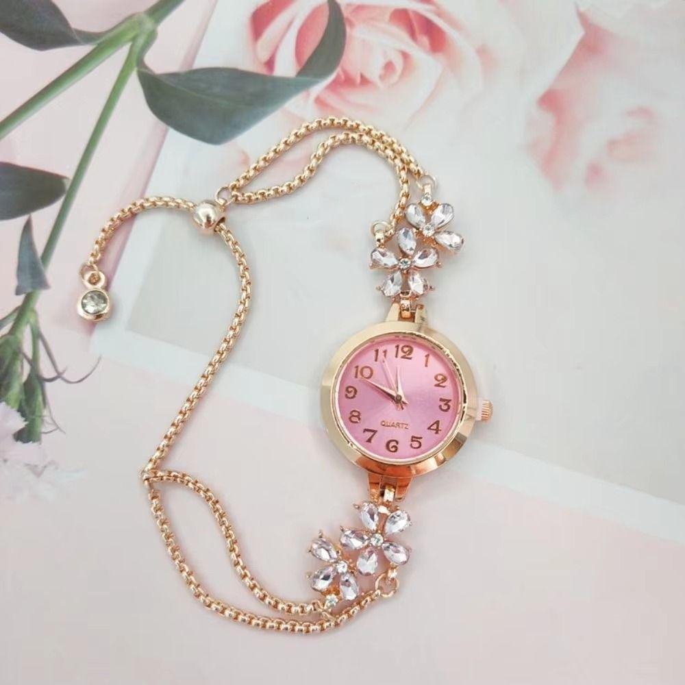 Luxury Women's Bracelet Watch Exquisite Vintage Female Clock Flower Quartz Wristwatch Daily Wear