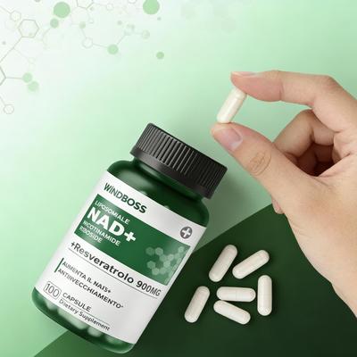 Dokonalá synergie: Windboss NAD+ Liposomální Formule | Kombinuje 900 mg NR, NMN, Trans-Resveratrol a Kvercetin pro Zvýšenou Buněčnou Energii
