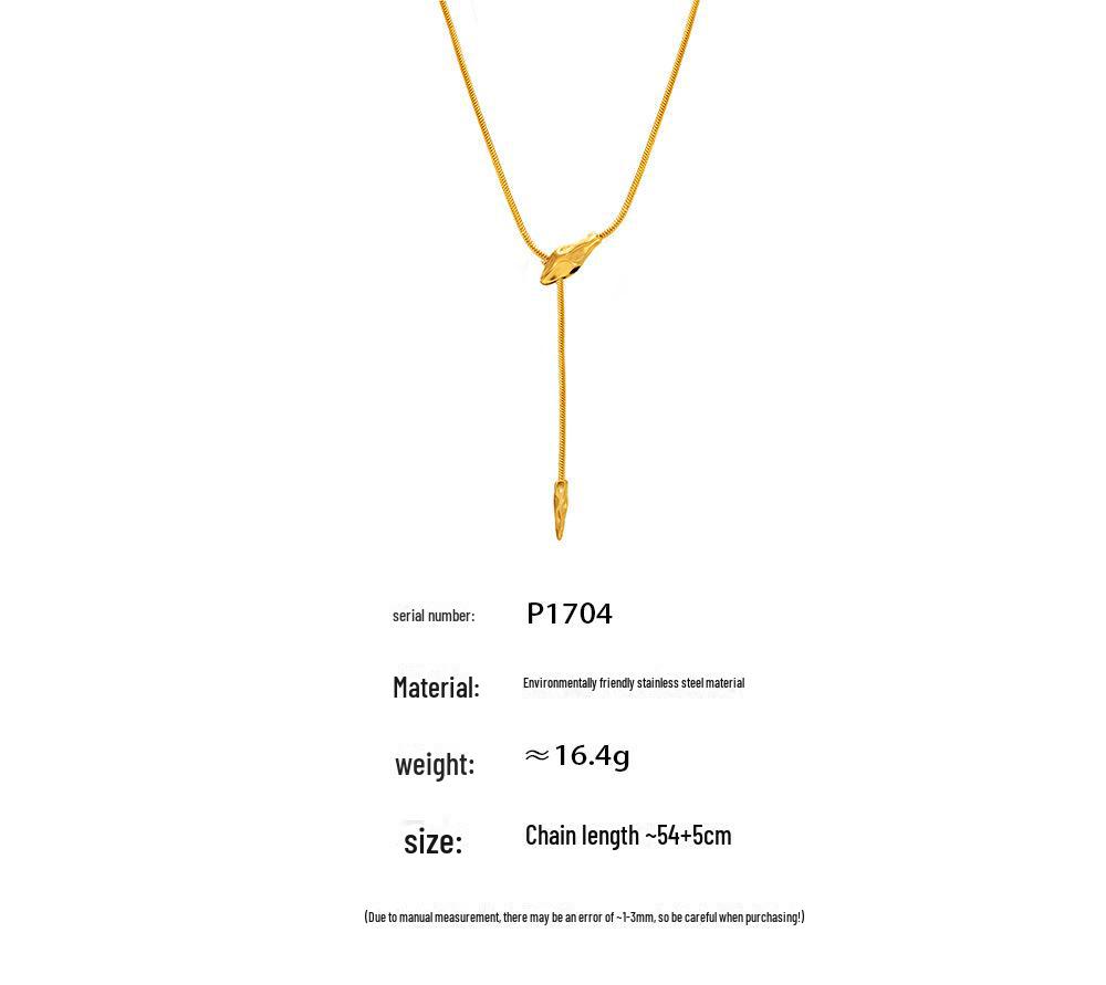 Stainless Steel Snake Head Necklace: European & American Cold Style, Long-lasting Sweater Chain for Women