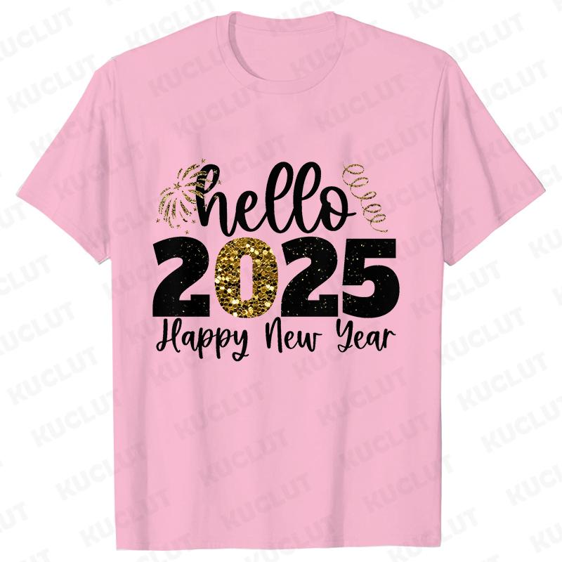 Happy New Year Shirt Please Wait 2025 Loading T-shirts Short Sleeve O-neck T-shirts Fashion Casual Tshirts Short Sleeve Tees