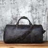 NZPJ Retro Genuine Leather Travel Bag Crazy Horse Leather Men's Handbag Top Layer Cowhide Crossbody Bag Wearable Trolley Luggage