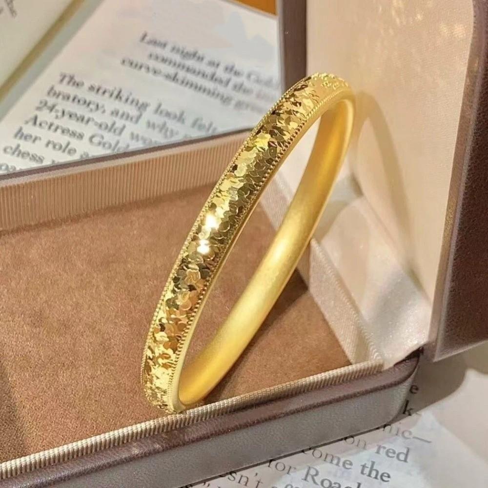 Holographic Ice Breaker Gold Bracelets Fish Scale Pattern Shiny Cuff Starry Golden Bangles Wedding