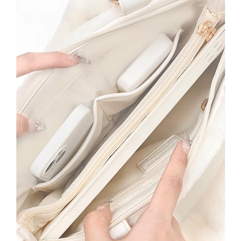 FUYUUNEKO Fluffy Fur Ita Bag with Side Ribbons, Fuyuneko, Floating Cat, MILK DOLLY, Chinese Ita Bag, Oshikatsu, White [Parallel Import]