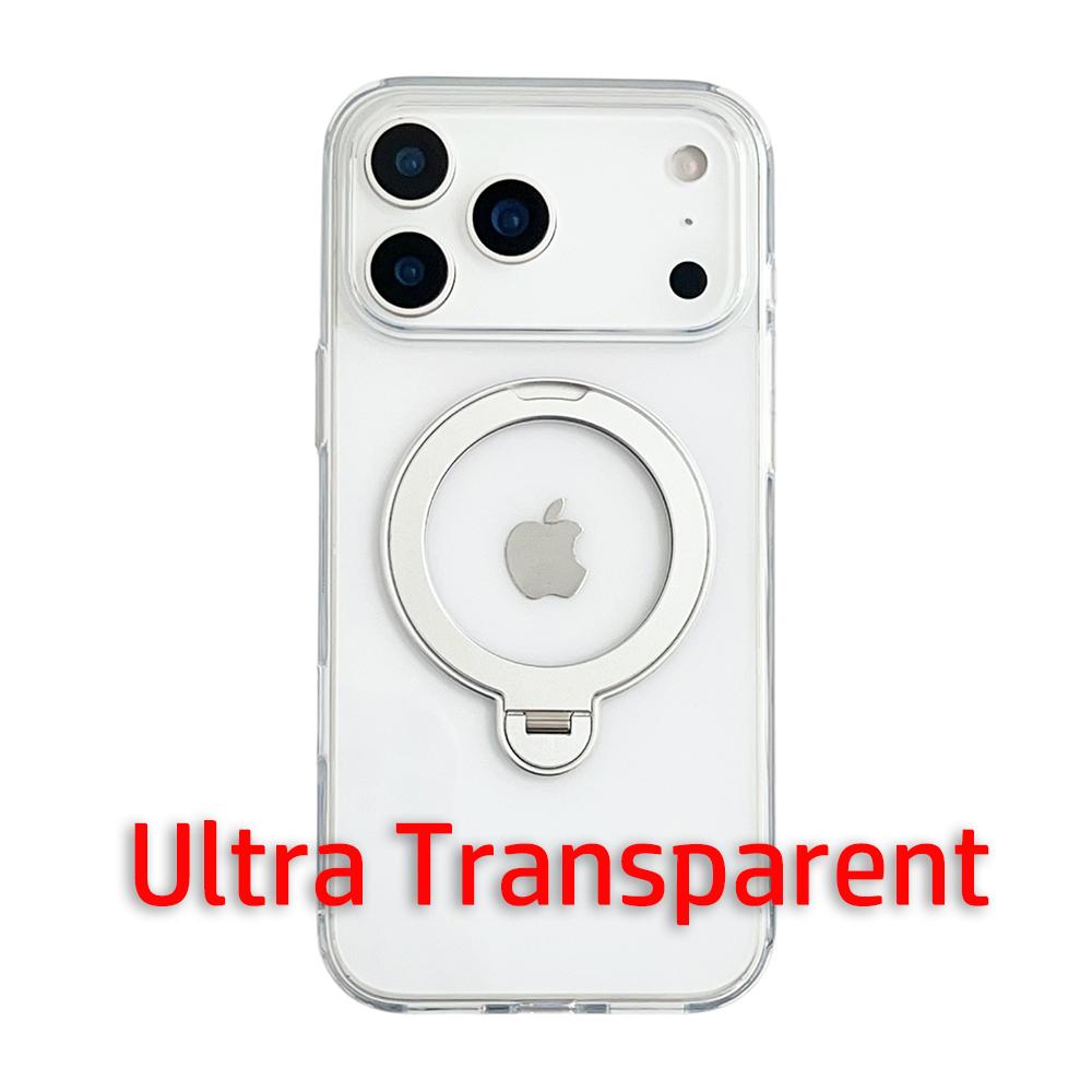 

Чехол для iPhone 17 Air Pro Max Magsafe Сильное притяжение Ультрапрозрачный Матовый Черный 360° Вращение Металлическая подставка Крышка с кнопкой AI Pc + tpu&iPhone Air