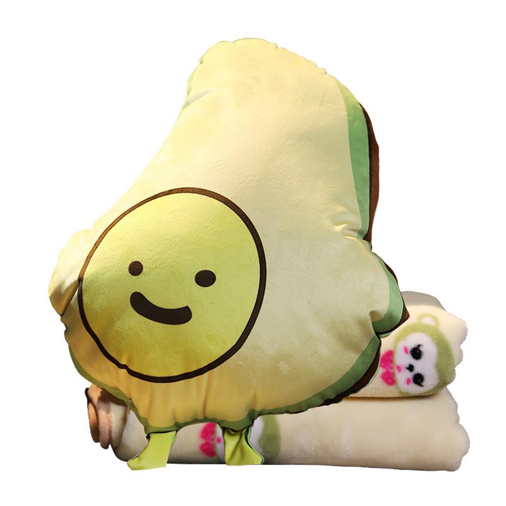 Cartoon Avocado Throw Pillow with Blanket Plush Pillow Stuffed Toy for Home Car