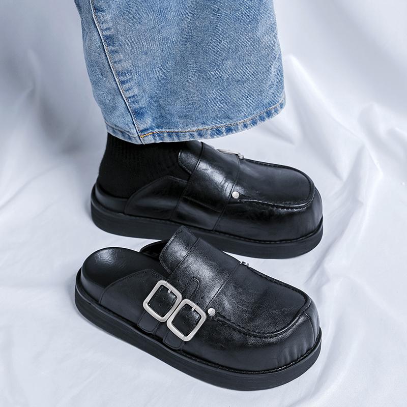 Fashion 2025 New Men's Platform Mule Shoes Soft Sole Slip-On Loafers Comfortable Walking Shoes for Men Breathable Indoor Outdoor Flats